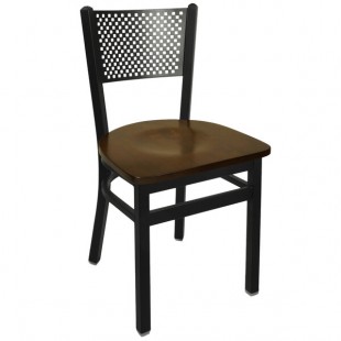 BFM Seating Polk Sand Black Metal Side Chair with Walnut Seat BFM Seating Polk Sand Black Metal Side Chair with Walnut Seat