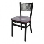 BFM Seating Polk Sand Black Metal Side Chair with Walnut Seat