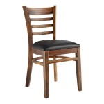 Lancaster Table & Seating Vintage Finish Wood Ladder Back Chair with Black Vinyl Seat - Detached Seat Lancaster Table & Seating Vintage Finish Wood Ladder Back Chair with Black Vinyl Seat - Detached Seat