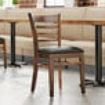 Lancaster Table & Seating Vintage Finish Wood Ladder Back Chair with Black Vinyl Seat - Detached Seat Lancaster Table & Seating Vintage Finish Wood Ladder Back Chair with Black Vinyl Seat - Detached Seat