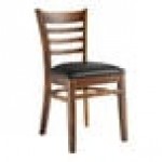 Lancaster Table & Seating Vintage Finish Wood Ladder Back Chair with Black Vinyl Seat - Detached Seat Lancaster Table & Seating Vintage Finish Wood Ladder Back Chair with Black Vinyl Seat - Detached Seat