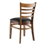 Lancaster Table & Seating Vintage Finish Wood Ladder Back Chair with Black Vinyl Seat - Detached Seat Lancaster Table & Seating Vintage Finish Wood Ladder Back Chair with Black Vinyl Seat - Detached Seat