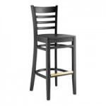 Lancaster Table & Seating Vintage Finish Wood Ladder Back Chair with Black Vinyl Seat - Detached Seat Lancaster Table & Seating Vintage Finish Wood Ladder Back Chair with Black Vinyl Seat - Detached Seat