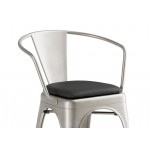 Lancaster Table & Seating Alloy Silver Indoor Arm Chair with Black Vinyl Cushion Lancaster Table & Seating Alloy Silver Indoor Arm Chair with Black Vinyl Cushion