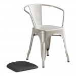 Lancaster Table & Seating Alloy Silver Indoor Arm Chair with Black Vinyl Cushion Lancaster Table & Seating Alloy Silver Indoor Arm Chair with Black Vinyl Cushion