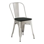 Lancaster Table & Seating Alloy Silver Indoor Cafe Chair with Black Fabric Magnetic Cushion Lancaster Table & Seating Alloy Silver Indoor Cafe Chair with Black Fabric Magnetic Cushion