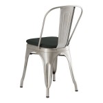 Lancaster Table & Seating Alloy Silver Indoor Cafe Chair with Black Fabric Magnetic Cushion Lancaster Table & Seating Alloy Silver Indoor Cafe Chair with Black Fabric Magnetic Cushion