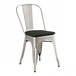 Lancaster Table & Seating Alloy Silver Indoor Cafe Chair with Black Fabric Magnetic Cushion Lancaster Table & Seating Alloy Silver Indoor Cafe Chair with Black Fabric Magnetic Cushion
