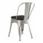Lancaster Table & Seating Alloy Silver Indoor Cafe Chair with Black Fabric Magnetic Cushion Lancaster Table & Seating Alloy Silver Indoor Cafe Chair with Black Fabric Magnetic Cushion
