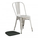 Lancaster Table & Seating Alloy Silver Indoor Cafe Chair with Black Fabric Magnetic Cushion Lancaster Table & Seating Alloy Silver Indoor Cafe Chair with Black Fabric Magnetic Cushion