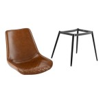 Lancaster Table & Seating Mid-Century Black Chair with Cognac Tufted Vinyl Seat - Detached Lancaster Table & Seating Mid-Century Black Chair with Cognac Tufted Vinyl Seat - Detached