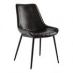 Lancaster Table & Seating Mid-Century Black Chair with Cognac Tufted Vinyl Seat - Detached Lancaster Table & Seating Mid-Century Black Chair with Cognac Tufted Vinyl Seat - Detached
