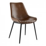 Lancaster Table & Seating Mid-Century Black Chair with Cognac Tufted Vinyl Seat - Detached Lancaster Table & Seating Mid-Century Black Chair with Cognac Tufted Vinyl Seat - Detached