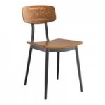 Lancaster Table & Seating Mid-Century Black Chair with Cognac Tufted Vinyl Seat - Detached Lancaster Table & Seating Mid-Century Black Chair with Cognac Tufted Vinyl Seat - Detached