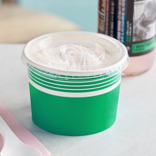 Choice 12 oz. Green Paper Frozen Yogurt / Food Cup with Flat Lid - 50/Case Choice 12 oz. Green Paper Frozen Yogurt / Food Cup with Flat Lid - 50/Case