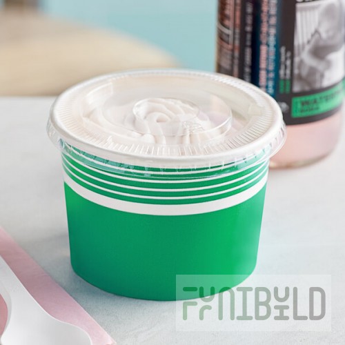 Choice 12 oz. Green Paper Frozen Yogurt / Food Cup with Flat Lid - 50/Case