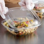Fineline 15234M-L Super Bowl Plus Clear Dome PET Plastic Lid for 24, 32, and 48 oz. Square Bowls - 300/Case