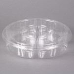 Polar Pak 5H138-4+1P-C 138 oz. Clear PET 5-Compartment Round Platter with Lid - 50/Case