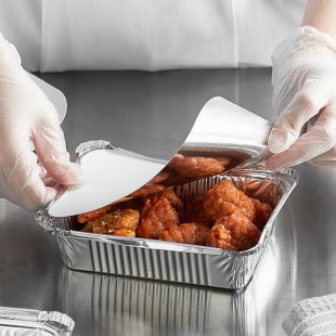 Choice Oblong Foil-Laminated Board Lid for 1.5 lb. Deep Foil Take-Out Container - 500/Case Choice Oblong Foil-Laminated Board Lid for 1.5 lb. Deep Foil Take-Out Container - 500/Case
