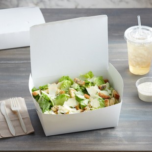 Fold-Pak 04BPDINEWM Bio-Pak Dine White Microwavable Paper #4 Take-Out Container 7 3/4