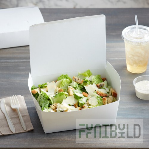 Fold-Pak 04BPDINEWM Bio-Pak Dine White Microwavable Paper #4 Take-Out Container 7 3/4
