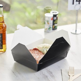 Choice Black Microwavable Folded Paper #2 Take-Out Container 7 3/4