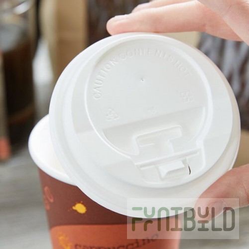 Choice White Hot Paper Cup Travel Lid with Hinged Tab for 10-24 oz. Standard Cups and 8 oz. Squat Cups - 1,000/Case