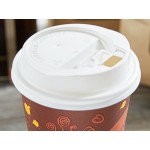 Choice White Hot Paper Cup Travel Lid with Hinged Tab for 10-24 oz. Standard Cups and 8 oz. Squat Cups - 1,000/Case