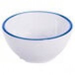 GET Settlement Bistro 14 oz. White Enamelware Melamine Round Bowl with Cobalt Blue Trim - Sample