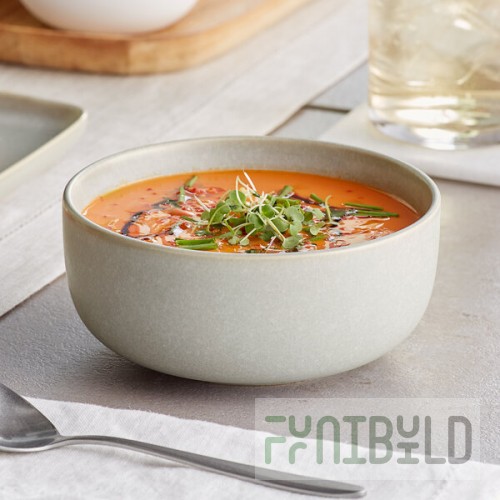 Acopa Pangea 16 oz. Ash Gray Matte Porcelain Bowl - Sample