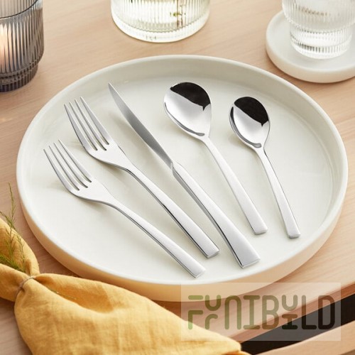 Acopa Lore 18/8 Stainless Steel Extra Heavy Weight Flatware 5-Piece Set - Sample