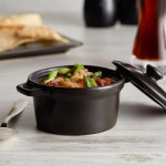 Acopa Keystone 8 oz. Caldera Stoneware Mini Casserole Dish with Lid - 24/Case Acopa Keystone 8 oz. Caldera Stoneware Mini Casserole Dish with Lid - 24/Case