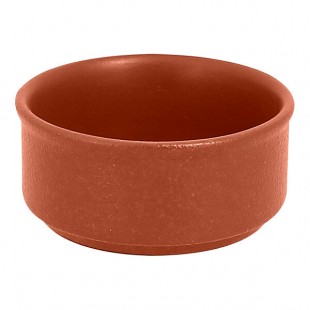 RAK Porcelain Neo Fusion 3.4 oz. Terra Brown Stackable Porcelain Ramekin - 12/Case