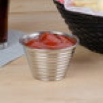 American Metalcraft RSC4 4 oz. Stainless Steel Round Ribbed Sauce Cup - 12/Case