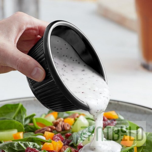 Acopa 6 oz. Black Fluted Melamine Ramekin - 12/Case