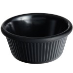 Acopa 6 oz. Black Fluted Melamine Ramekin - 12/Case