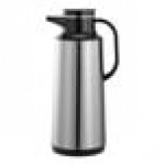 Service Ideas Coffee-At-A-Touch 54 oz. Stainless Steel Insulated Coffee Carafe / Server with Black Push-Button Lid HPS161