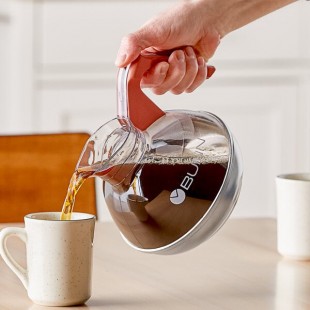 Bunn 06101.0124 64 oz. Easy Pour Coffee Decanter with Orange Handle and Stainless Steel Bottom - 24/Case