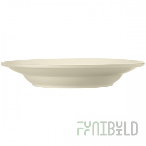 Libbey Porcelana Cream 51 oz. Cream White Wide Rim Rolled Edge Porcelain Pasta Bowl - 12/Case