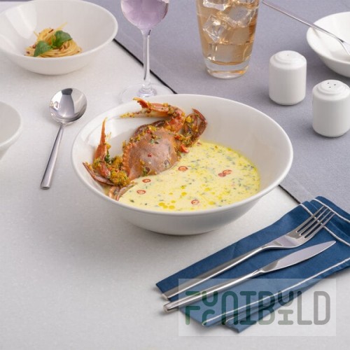 Ariane Prime 45.65 oz. Warm White Porcelain Nappie Bowl - 6/Case