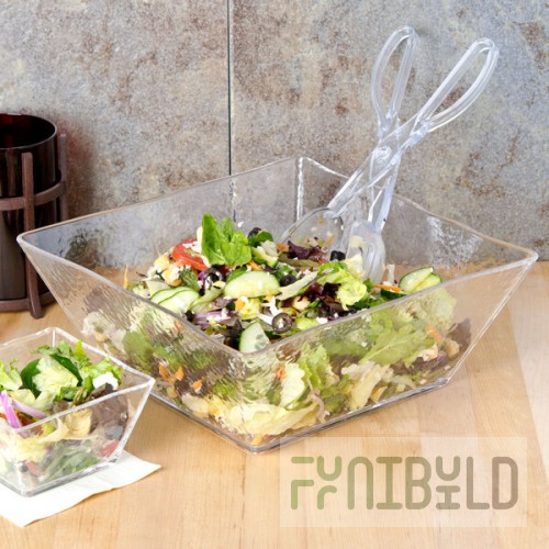 American Metalcraft CRGSQ117 228 oz. Square Clear Rain-Splashed Styrene Bowl
