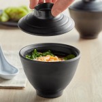 GET B-95-BK Nara 8 oz. Black Matte Round Melamine Bowl with Lid - 12/Case