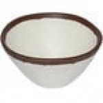 GET B-81-CRM Pottery Market 8 oz. Glazed Cream Melamine Bowl with Brown Trim - 24/Case
