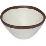 GET B-81-CRM Pottery Market 8 oz. Glazed Cream Melamine Bowl with Brown Trim - 24/Case