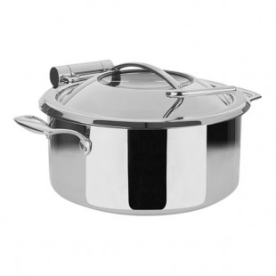 APS 4.23 Qt. Half Size Round Stainless Steel Induction Chafer with Hinged Lid APS12330