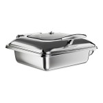 Acopa Voyage 5 Qt. 2/3 Size Stainless Steel Induction Chafer with Glass Top and Soft-Close Lid