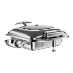Acopa Voyage 5 Qt. 2/3 Size Stainless Steel Induction Chafer with Glass Top and Soft-Close Lid