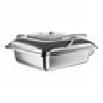Acopa Voyage 5 Qt. 2/3 Size Stainless Steel Induction Chafer with Glass Top and Soft-Close Lid