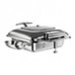 Acopa Voyage 5 Qt. 2/3 Size Stainless Steel Induction Chafer with Glass Top and Soft-Close Lid