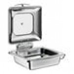 Acopa Voyage 5 Qt. 2/3 Size Stainless Steel Induction Chafer with Glass Top and Soft-Close Lid